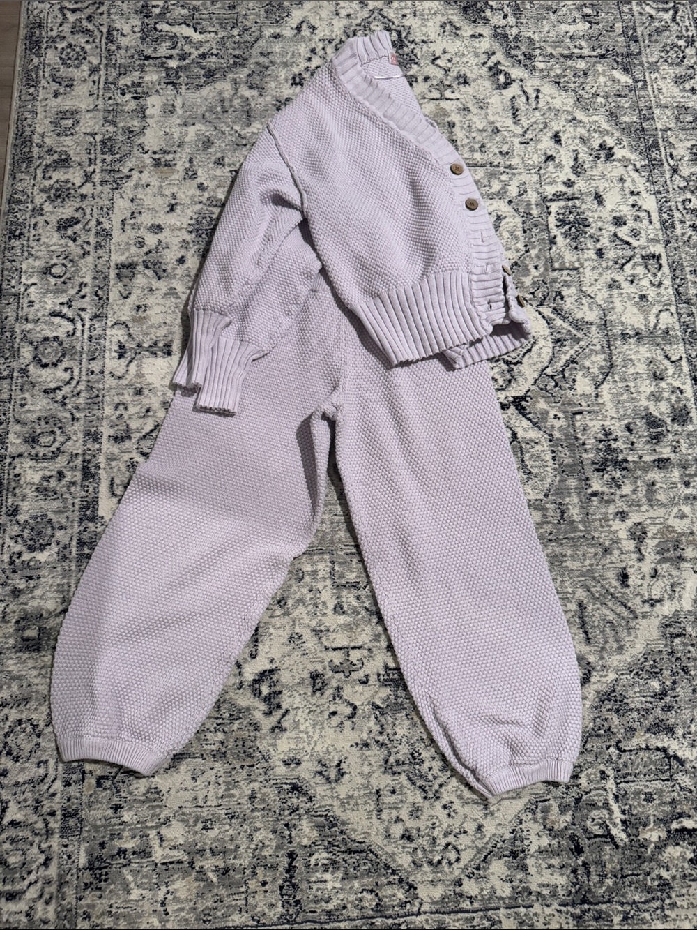 Free People Lavender Knit Cropped Jogger Pants and sweater